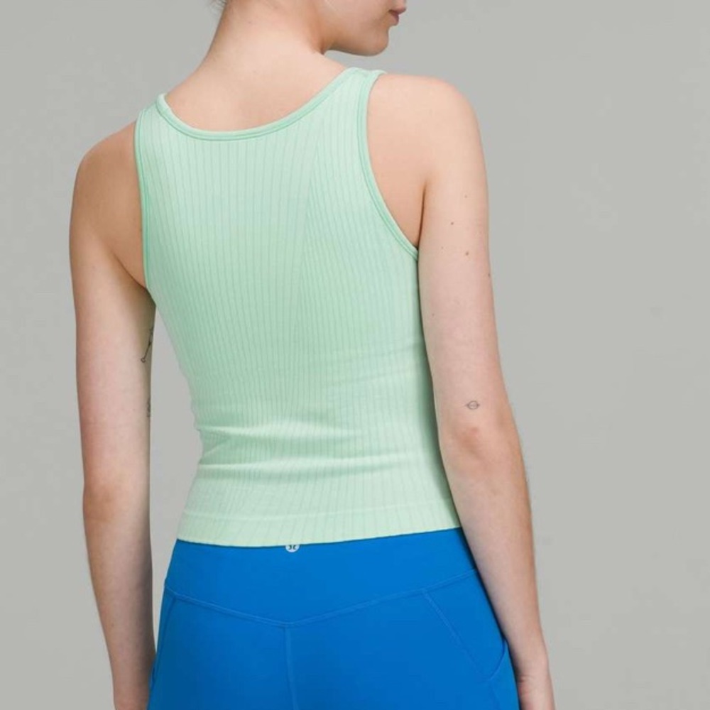 Lululemon Ebb To Street Cropped Tank Top Rib Map Wild Mint Ice Green 10 Like New View 2